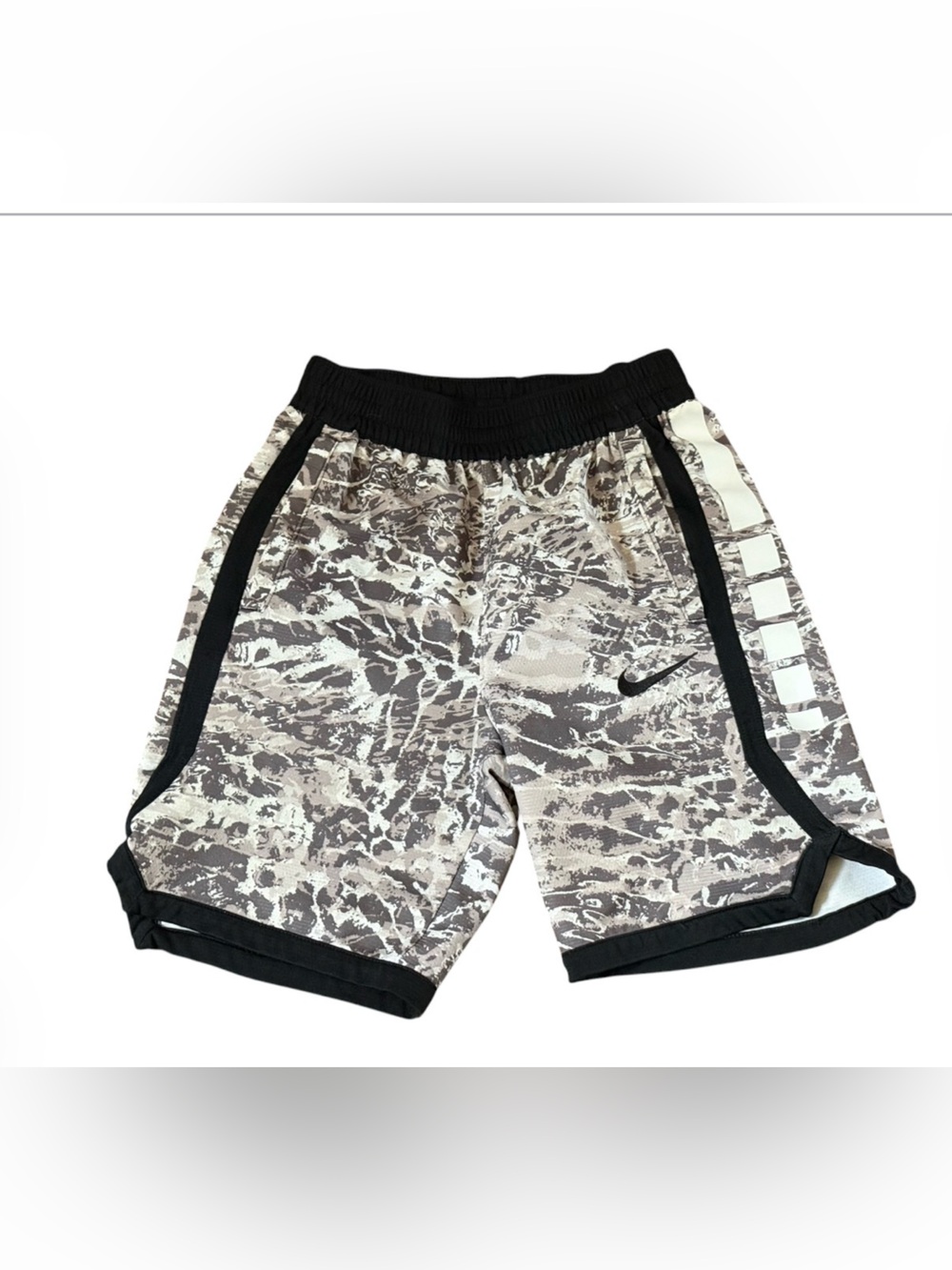 Nike Kids Marble Print Athletic Shorts - Black & White